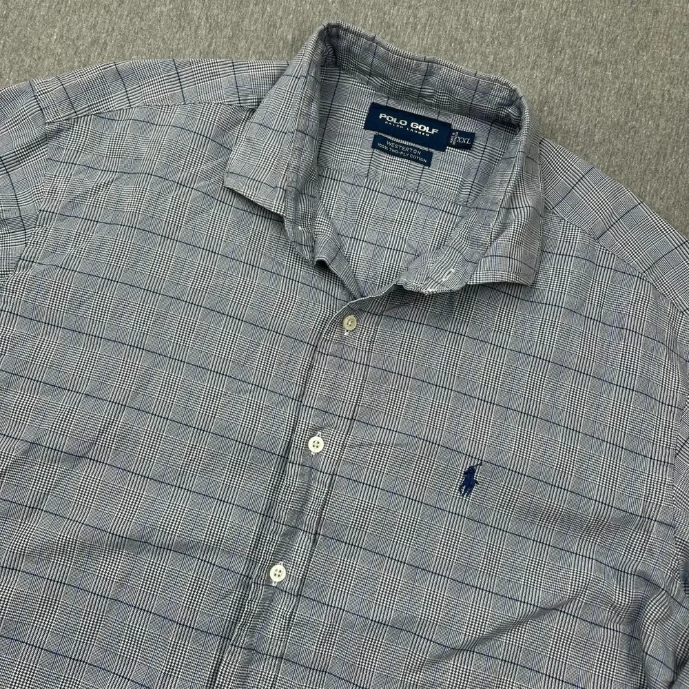 Polo Golf Ralph Lauren Westerton Long Sleeve Button Up Shirt Mens XXL Blue Check